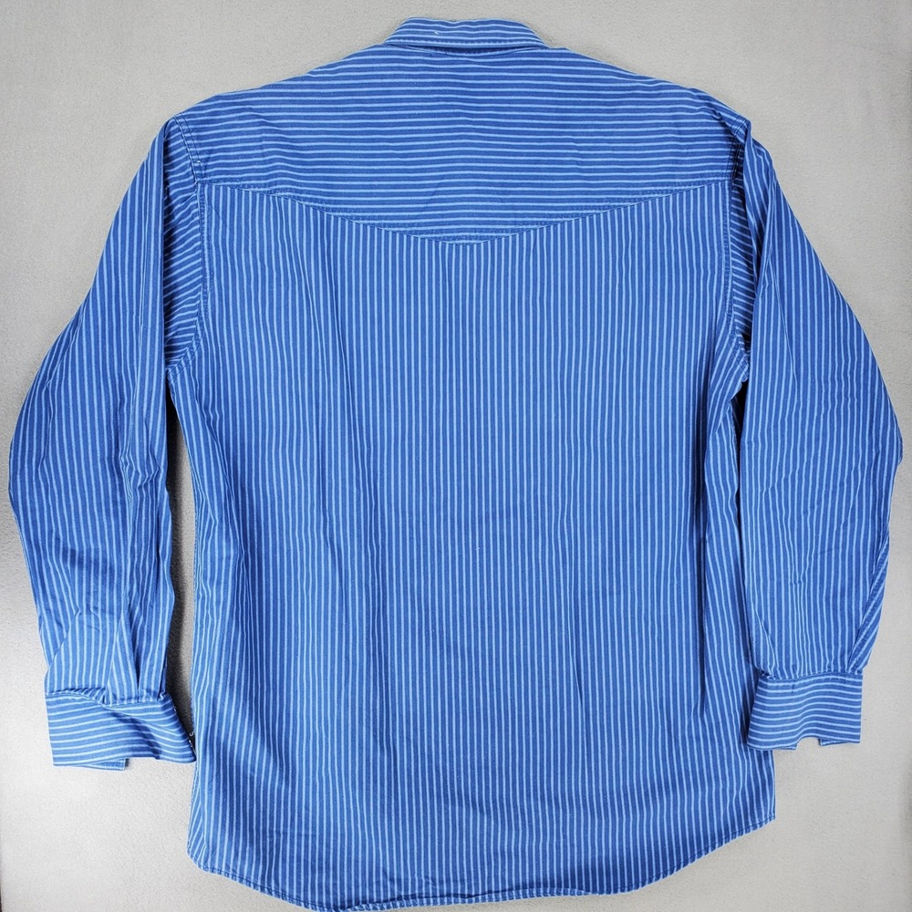 Roper Western Shirt Men 1XT Blue Striped Pearl Snap Long Sleeve Tall Cotton - Picture 4 of 6